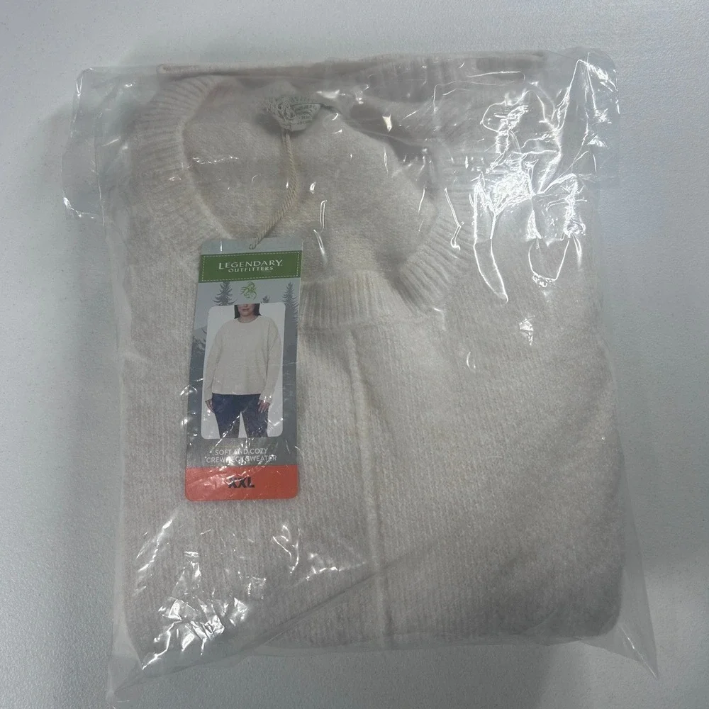 Legendary‎ Outfitters Cream Oatmeal Heather Knit Crewneck Sweater XXL Cozy NEW